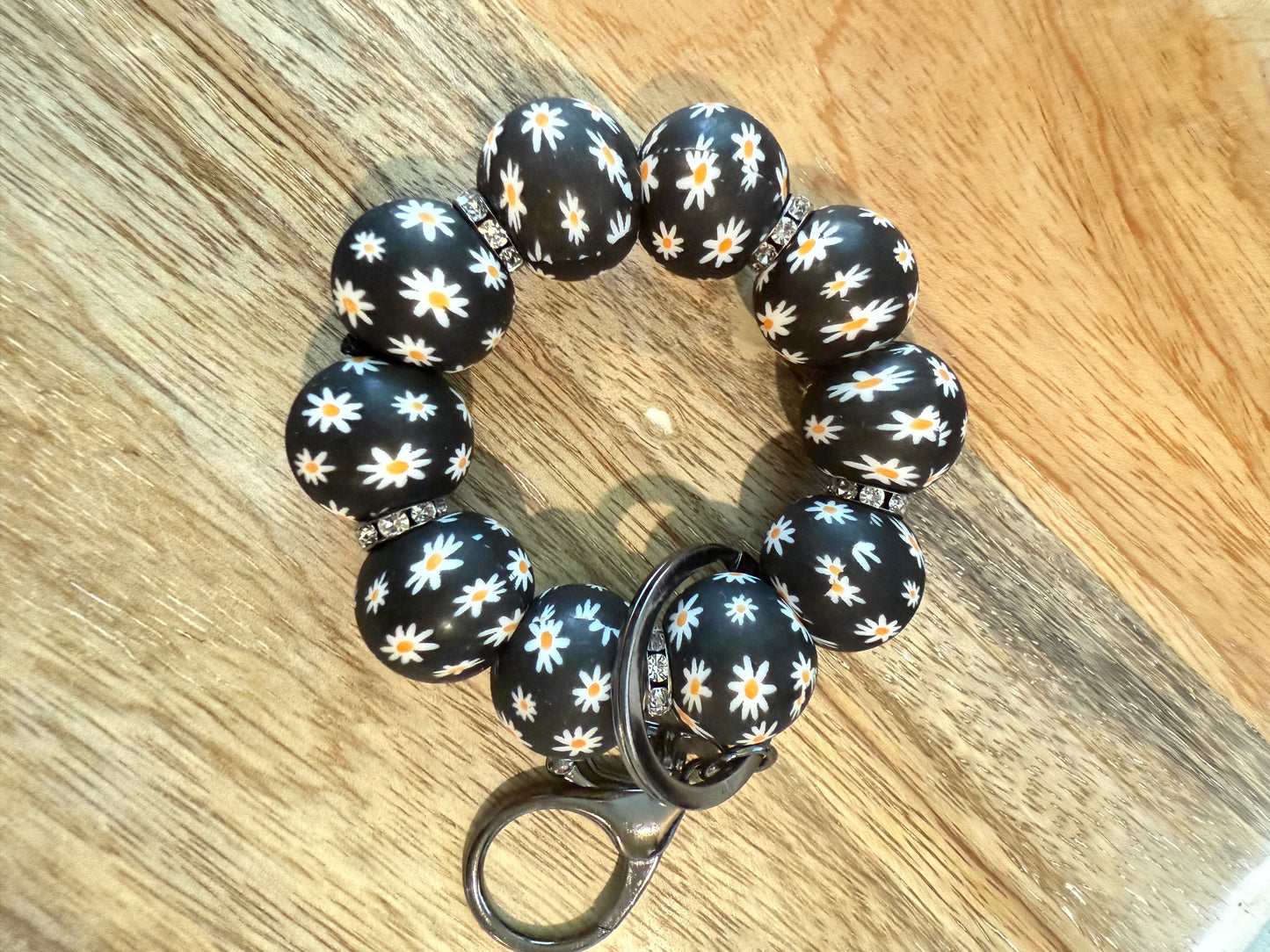 Handmade mini silicone beaded keychain with colorful 19mm beads by MaryMoosCreations Georgia