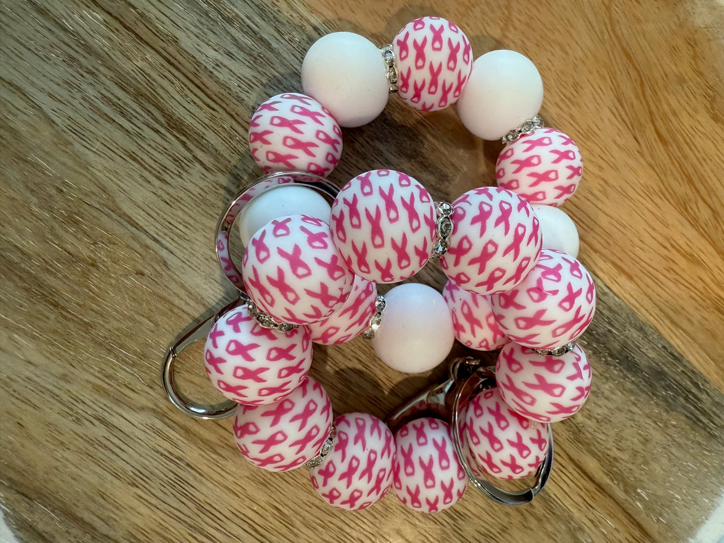 Handmade mini silicone beaded keychain with colorful 19mm beads by MaryMoosCreations Georgia artisans