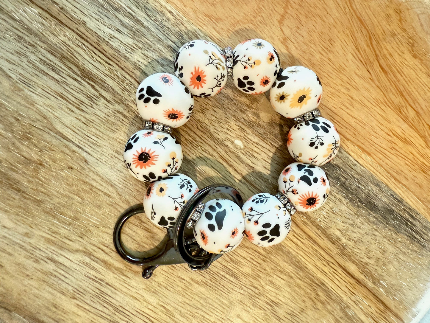Handmade mini silicone beaded keychain with colorful 19mm beads by MaryMoosCreations Georgia